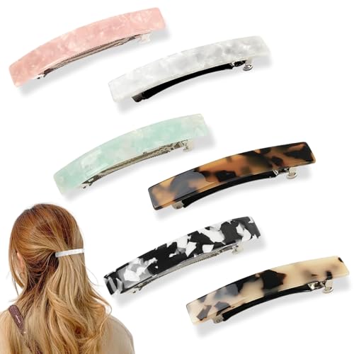 KEYRI 6 Stück Haarspangen Französische Haarspangen Automatischer Französische Haarspange Volumenclip French Barrette Clip Bunte Haarspangens Hair Clip für Mädchen und Frauen (Sechs Farben, Serie B) von KEYRI