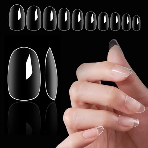 KEYRI 600 Stück Kurze Ovale Nagelspitzen Vollständige Abdeckung Nägel Tips für Nail-Art-Maniküre und DIY-Nagelstudio Acryl kunstnägel Zum Aufkleben Künstliche Fingernägel für Frauen 10 Größen von KEYRI