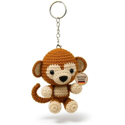 KEYSPACE Schlüsselanhänger Affe Alfie- gehäkelt in liebevoller Handarbeit- Monkey - Affe Schlüsselanhänger cute - niedliche Affen Geschenke - Affe - Affen - Amigurumi von KEYSPACE