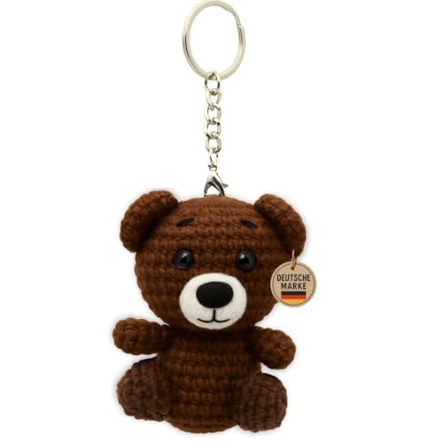 KEYSPACE Schlüsselanhänger Bär Bruno - liebevolle Handarbeit gehäkelte kleine Teddybären mini - süßes Kuscheltier - Bär Schlüsselanhänger cute - niedliches Bär Geschenk von KEYSPACE