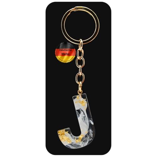 KEYSPACE Schlüsselanhänger Buchstabe-süße Buchstaben Anhänger Gold Weiß-elegant personalisierte Schlüsselanhänger mit Namen-kleine Geschenkideen Geburtstag Freundin (J) von KEYSPACE