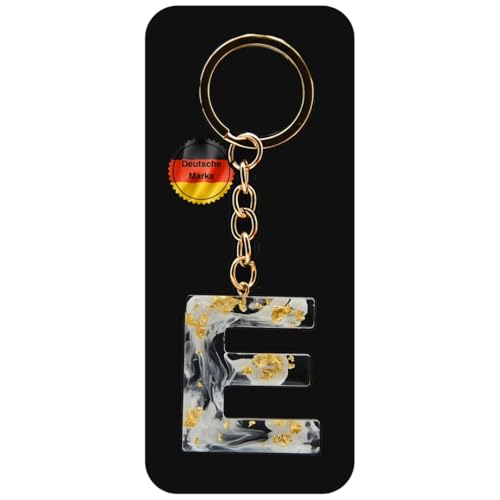 KEYSPACE Schlüsselanhänger Buchstabe-süße Buchstaben Anhänger Gold Weiß-elegant personalisierte Schlüsselanhänger mit Namen-kleine Geschenkideen Geburtstag Freundin (E) von KEYSPACE