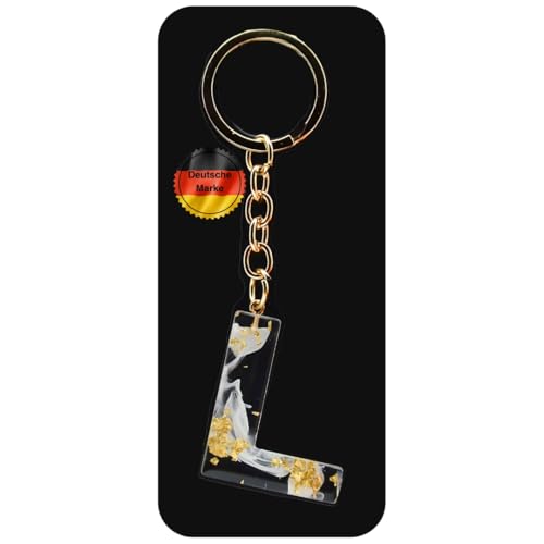 KEYSPACE Schlüsselanhänger Buchstabe-süße Buchstaben Anhänger Gold Weiß-elegant personalisierte Schlüsselanhänger mit Namen-kleine Geschenkideen Geburtstag Freundin (L) von KEYSPACE