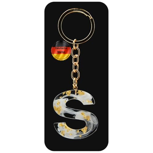 KEYSPACE Schlüsselanhänger Buchstabe-süße Buchstaben Anhänger Gold Weiß-elegant personalisierte Schlüsselanhänger mit Namen-kleine Geschenkideen Geburtstag Freundin (S) von KEYSPACE