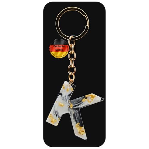 KEYSPACE Schlüsselanhänger Buchstabe-süße Buchstaben Anhänger Gold Weiß-elegant personalisierte Schlüsselanhänger mit Namen-kleine Geschenkideen Geburtstag Freundin (K) von KEYSPACE
