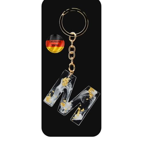 KEYSPACE Schlüsselanhänger Buchstabe-süße Buchstaben Anhänger Gold Weiß-elegant personalisierte Schlüsselanhänger mit Namen-kleine Geschenkideen Geburtstag Freundin (M) von KEYSPACE