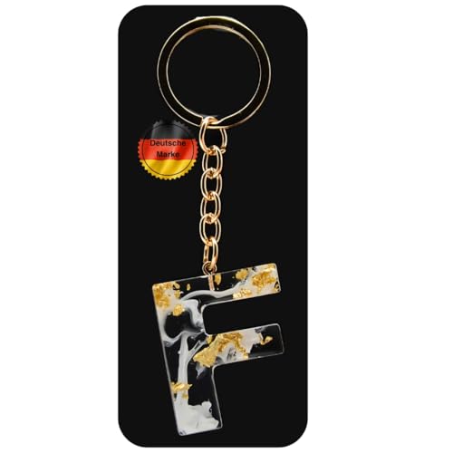 KEYSPACE Schlüsselanhänger Buchstabe-süße Buchstaben Anhänger Gold Weiß-elegant personalisierte Schlüsselanhänger mit Namen-kleine Geschenkideen Geburtstag Freundin (F) von KEYSPACE