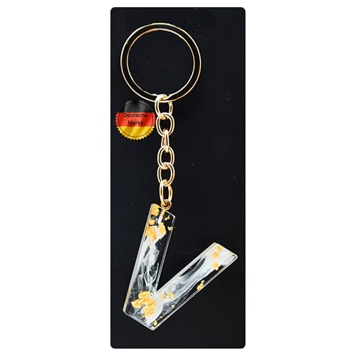 KEYSPACE Schlüsselanhänger Buchstabe-süße Buchstaben Anhänger Gold Weiß-elegant personalisierte Schlüsselanhänger mit Namen-kleine Geschenkideen Geburtstag Freundin (V) von KEYSPACE
