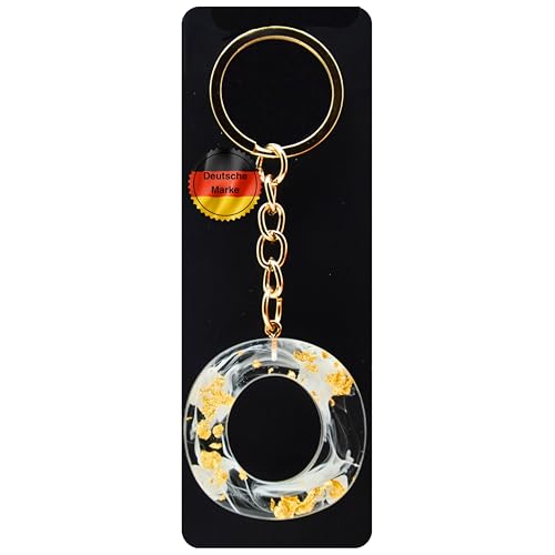 KEYSPACE Schlüsselanhänger Buchstabe-süße Buchstaben Anhänger Gold Weiß-elegant personalisierte Schlüsselanhänger mit Namen-kleine Geschenkideen Geburtstag Freundin (O) von KEYSPACE
