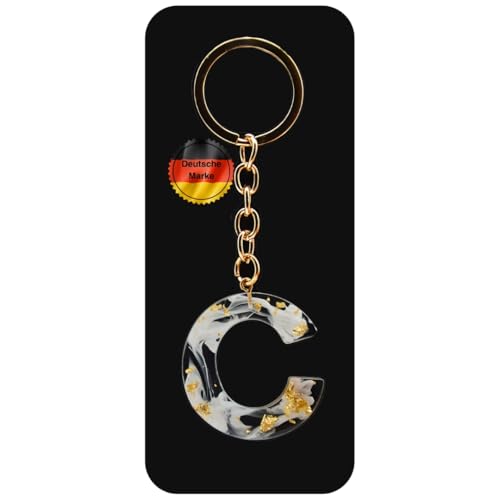 KEYSPACE Schlüsselanhänger Buchstabe-süße Buchstaben Anhänger Gold Weiß-elegant personalisierte Schlüsselanhänger mit Namen-kleine Geschenkideen Geburtstag Freundin (C) von KEYSPACE