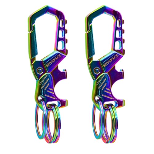 KEYSPACE Schlüsselanhänger Karabiner 2er-Set mit Flaschenöffner - Schlüsselbund mit Karabinerhaken & Hebelfunktion - Schlüsselkarabiner für Männer von KEYSPACE