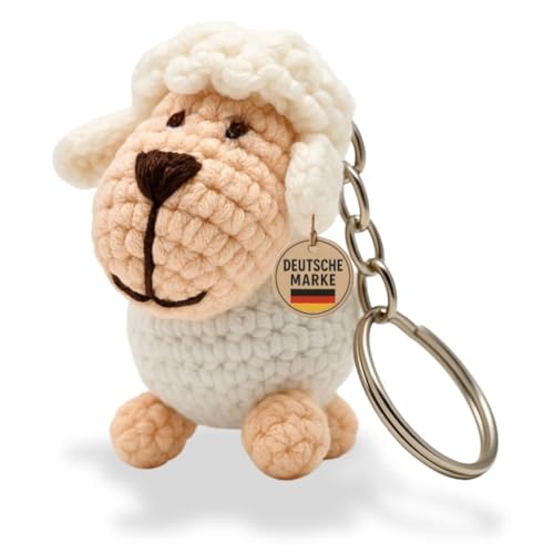 KEYSPACE Schlüsselanhänger Schaf Amy - liebevolle Handarbeit gehäkelte Tiere - Anhänger Schaf plüsch -Mädchen süß - Kuscheltier Schaf - gehäkelte Kuscheltiere von KEYSPACE