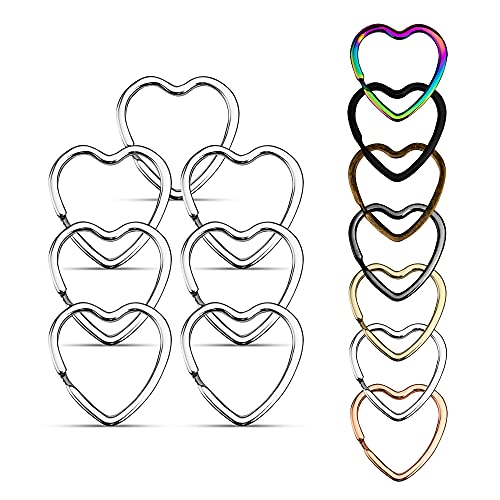 KEYU® Schlüsselringe in Herzform Herz Schlüsselanhänger für Paare Rosé Gold Silber Schwarz Schlüsselanhänger Herz (7, Silber) von KEYU