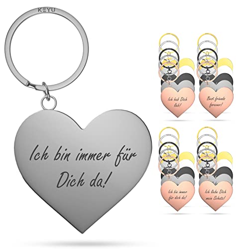 KEYU NEU liebe Dich Schlüsselanhänger | Schlüsselanhänger Liebe | Schlüsselanhänger Ich liebe dich | Liebes Schlüsselanhänger | Schlüsselanhänger Herz Schlüsselanhänger Freundin (j: Silber) von KEYU