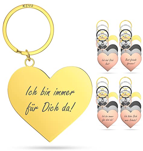 KEYU NEU liebe Dich Schlüsselanhänger | Schlüsselanhänger Liebe | Schlüsselanhänger Ich liebe dich | Liebes Schlüsselanhänger | Schlüsselanhänger Herz Schlüsselanhänger Freundin (m: Gold) von KEYU