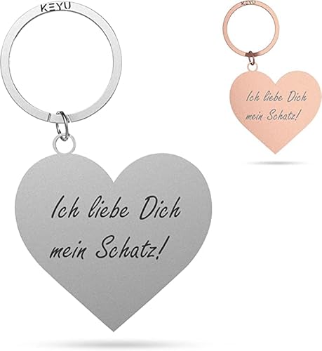 KEYU NEU Schlüsselanhänger mit Herz | Liebe | Ich Liebe Dich | Herz | Freundin von KEYU