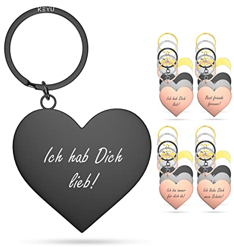 KEYU NEU liebe Dich Schlüsselanhänger | Schlüsselanhänger Liebe | Schlüsselanhänger Ich liebe dich | Liebes Schlüsselanhänger | Schlüsselanhänger Herz Schlüsselanhänger Freundin (h: Schwarz) von KEYU