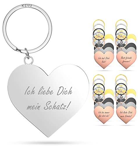 KEYU NEU liebe Dich Schlüsselanhänger | Schlüsselanhänger Liebe | Schlüsselanhänger Ich liebe dich | Liebes Schlüsselanhänger | Schlüsselanhänger Herz Schlüsselanhänger Freundin (silber gl) von KEYU