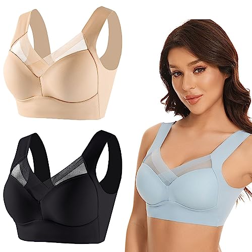 Wmbra BH, Wmbra Haltungskorrigierender BH, kabelloser, ergonomischer Komfort-Crossover-Push-Up-BH, Crossover-BHS für Damen (A,6X-Groß) von KEYULI