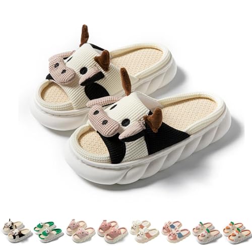 KEYUSHOP Cartoon Kinder Hausschuhe mit offenem Zehenbereich Tiere Rutschfeste Linen Slippers Memory-Schaum Hauspantoffeln Sommerhausschuh Jungen Mädchen von KEYUSHOP