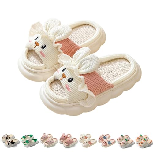 KEYUSHOP Cartoon Kinder Hausschuhe mit offenem Zehenbereich Tiere Rutschfeste Linen Slippers Memory-Schaum Hauspantoffeln Sommerhausschuh Jungen Mädchen von KEYUSHOP