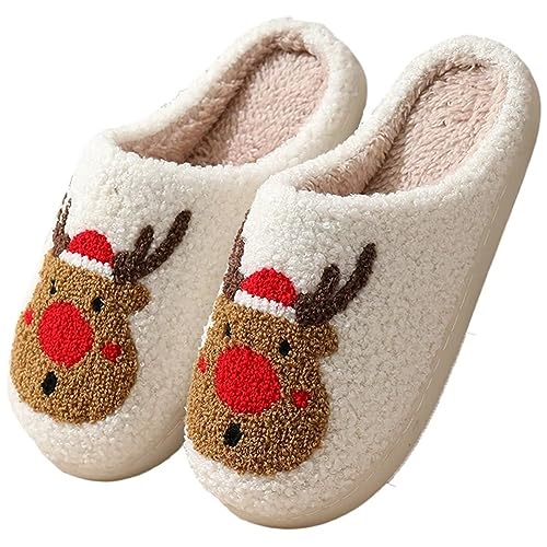 KEYUSHOP Damen Herren Plüsch Hausschuhe Memory-Baumwolle Pantoffeln Winter Halloween Slippers Kürbis Schlappen Flauschige Spooky Slides Weihnachtspantoffeln Weiche rutschfeste Cozy Slippers von KEYUSHOP