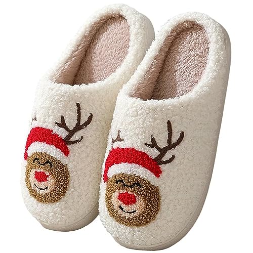 KEYUSHOP Damen Herren Plüsch Hausschuhe Memory-Baumwolle Pantoffeln Winter Halloween Slippers Kürbis Schlappen Flauschige Spooky Slides Weihnachtspantoffeln Weiche rutschfeste Cozy Slippers von KEYUSHOP