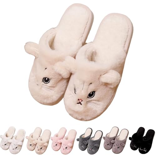 KEYUSHOP Hausschuhe Damen Herren Plüsch Memory-Baumwolle Katze Pantoffeln Flauschige Weiche Bequeme Winter Hausschuhe Pantoffel Innen Außen von KEYUSHOP
