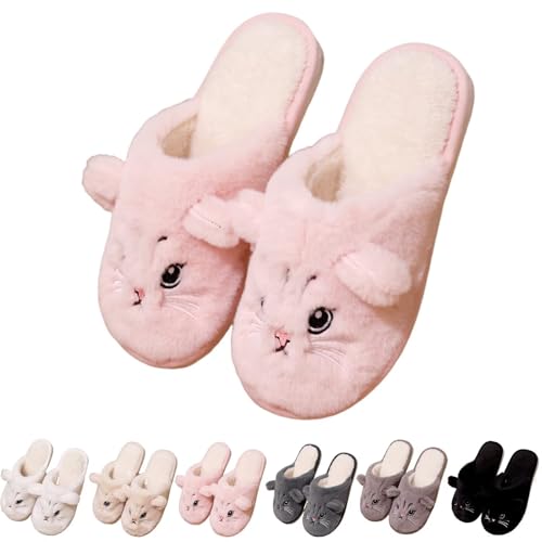 KEYUSHOP Hausschuhe Damen Herren Plüsch Memory-Baumwolle Katze Pantoffeln Flauschige Weiche Bequeme Winter Hausschuhe Pantoffel Innen Außen von KEYUSHOP