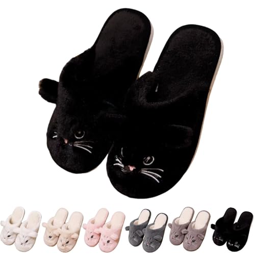 KEYUSHOP Hausschuhe Damen Herren Plüsch Memory-Baumwolle Katze Pantoffeln Flauschige Weiche Bequeme Winter Hausschuhe Pantoffel Innen Außen von KEYUSHOP