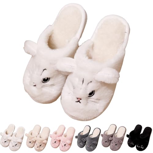 KEYUSHOP Hausschuhe Damen Herren Plüsch Memory-Baumwolle Katze Pantoffeln Flauschige Weiche Bequeme Winter Hausschuhe Pantoffel Innen Außen von KEYUSHOP