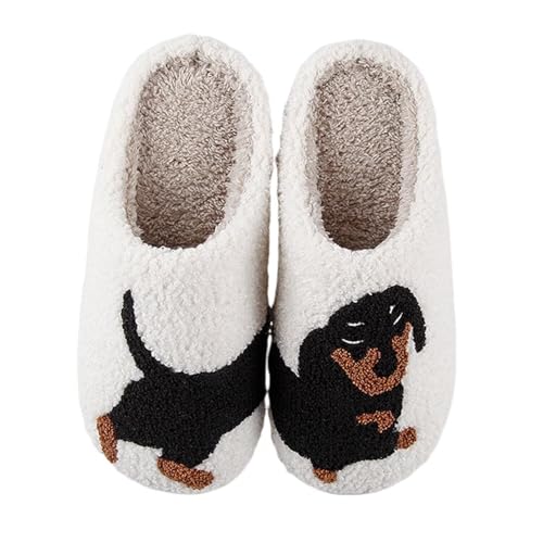 KEYUSHOP Hausschuhe Damen Herren Plüsch Memory-Baumwolle Pantoffeln Flauschige Hausschuhe Cartoon Tier Hausschuhe Dackel Hund Hausschuhe Kätzchen Pantoffel Innen Außen von KEYUSHOP