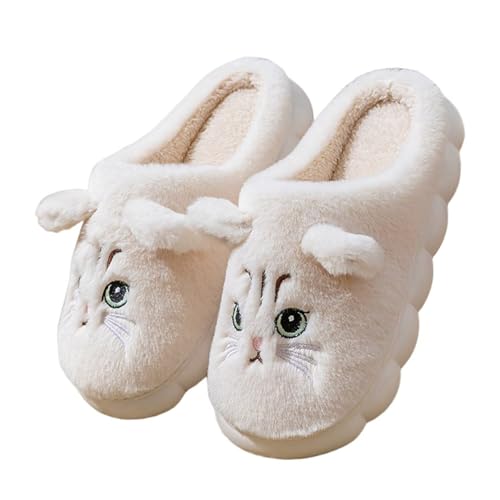KEYUSHOP Hausschuhe Damen Herren Winter Plüsch Pantoffeln Memory-Baumwolle Katze Pantoffel Flauschige Weiche Bequeme Innen Außen von KEYUSHOP