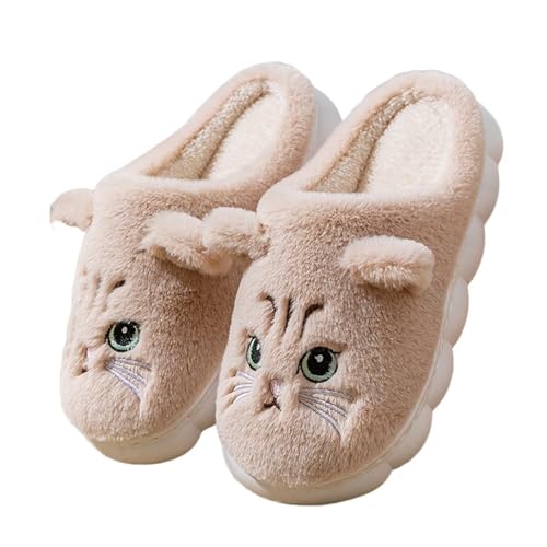KEYUSHOP Hausschuhe Damen Herren Winter Plüsch Pantoffeln Memory-Baumwolle Katze Pantoffel Flauschige Weiche Bequeme Innen Außen von KEYUSHOP