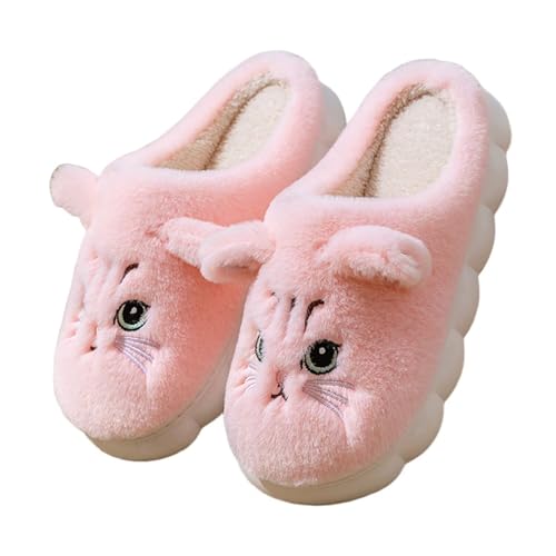 KEYUSHOP Hausschuhe Damen Herren Winter Plüsch Pantoffeln Memory-Baumwolle Katze Pantoffel Flauschige Weiche Bequeme Innen Außen von KEYUSHOP