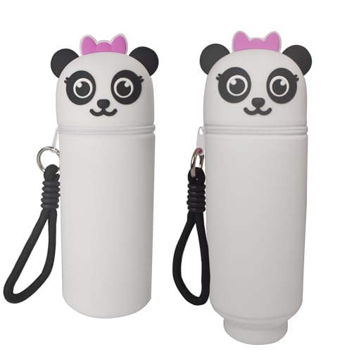 KEYUSHOP Kawaii Federmäppchen 2-in-1 Weiche Silikontasche Mäppchen Stand Up Federmäppchen Tier Tischstifthalter Reißverschluss Silikon Cartoon Bleistifthalter Schlampermäppchen für Mädchen Jungen von KEYUSHOP