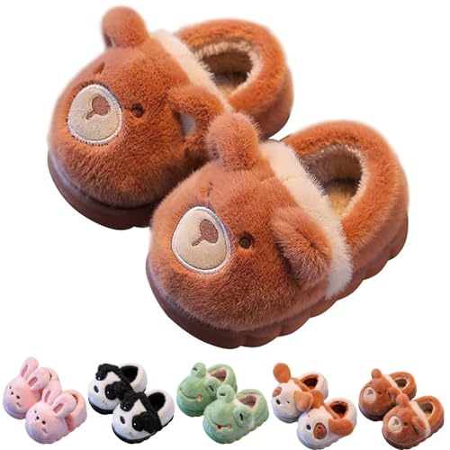 KEYUSHOP Kinder Hausschuhe für Mädchen und Jungen - Niedliche Cartoon Tier Slipper, Winter Plüsch Warm, Slip-On Comfy Preppy für Indoor und Outdoor von KEYUSHOP