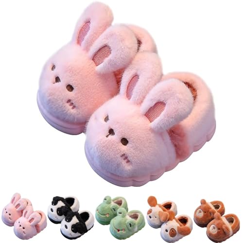 KEYUSHOP Kinder Hausschuhe für Mädchen und Jungen - Niedliche Cartoon Tier Slipper, Winter Plüsch Warm, Slip-On Comfy Preppy für Indoor und Outdoor von KEYUSHOP