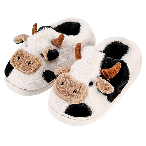 KEYUSHOP Kinder Hausschuhe Mädchen Jungen Hausschuhe für Kleinkind niedlich Cartoon Tier Slipper Winter Plüsch warme Hausschuhe Slip-On Comfy Preppy Hausschuhe Indoor Outdoor von KEYUSHOP