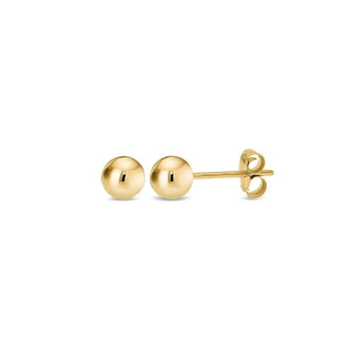 KEZEF 585 Kugel Ohrstecker Gold | Ohrringe Gold | Ohrringe Damen | Elegante Goldene Ohrringe Damen | Trendiger Schmuck für Damen, Herren & Kinder | Erhältlich in mehre Grösse 3mm- 9mm von KEZEF