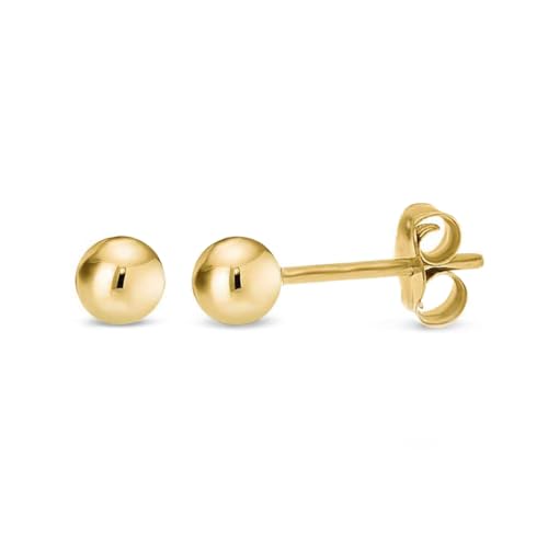 KEZEF 14K Gold Ohrringe | Runde Ball Ohrstecker | Medizinische Ohrstecker Rostfrei und Nickelfrei | Schmuck Damen | Hypoallergene Ohrringe | Sterling Silber Ohrstecker für Frauen in Größen 3mm-9mm von KEZEF