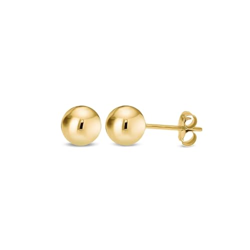 KEZEF 585 Kugel Ohrstecker Gold | Ohrringe Gold | Ohrringe Damen | Elegante Goldene Ohrringe Damen | Trendiger Schmuck für Damen, Herren & Kinder | Erhältlich in mehre Grösse 3mm- 9mm von KEZEF