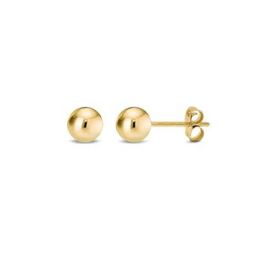 KEZEF 585 Kugel Ohrstecker Gold | Ohrringe Gold | Ohrringe Damen | Elegante Goldene Ohrringe Damen | Trendiger Schmuck für Damen, Herren & Kinder | Erhältlich in mehre Grösse 3mm- 9mm von KEZEF