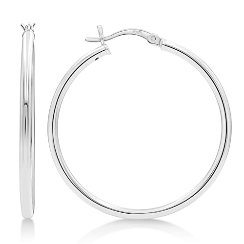 KEZEF Creolen Silber 925 | 2mm Hochglanzpolierte Ohrringe Silber 925 für Damen, Mädchen und Männer | Schmuck für Damen | Ohrringe Silber 925 Creolen | Creolen 10mm-50mm Durchmesser | Earings for Woman von KEZEF