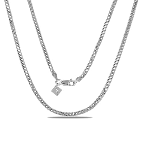 KEZEF Halskette Herren | 3mm Panzerkette Herren, Damen & Jungen | 925 Sterling Silber Männer Kette | Kette erhältlich in 925 Silber, 750 vergoldet und Rosegold vergoldet | Cuban Link Chain von KEZEF