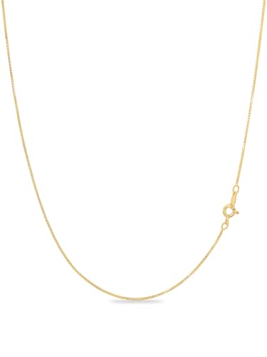 KEZEF 18k Gold über Sterling Silber 1mm Box-Kette Halskette, 18k vergoldet Halskette für Frauen und Männer, 24 Zoll von KEZEF