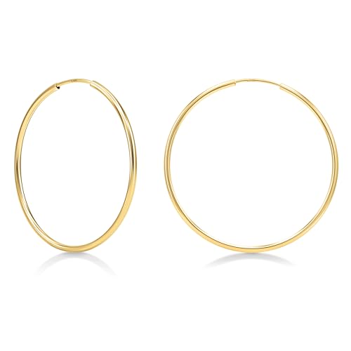 KEZEF 1mm OHRRINGE GOLD CREOLEN | Elegante dünne Creolen | 14KGold Hoop Earrings | GOLD OHRRINGE DAMEN & Mädchen | Hypoallergene | Groß, Klein & Mini 10-30mm Durchmesser | Ohrringe Gold 585 Vergoldet von KEZEF