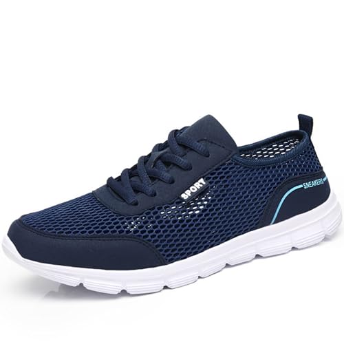 Men's Summer Casual Shoes - Comfortable and Lightweight Walking Shoes - Mesh Breathable Footwear (Color : Blue, Size : 48) von KEZONO