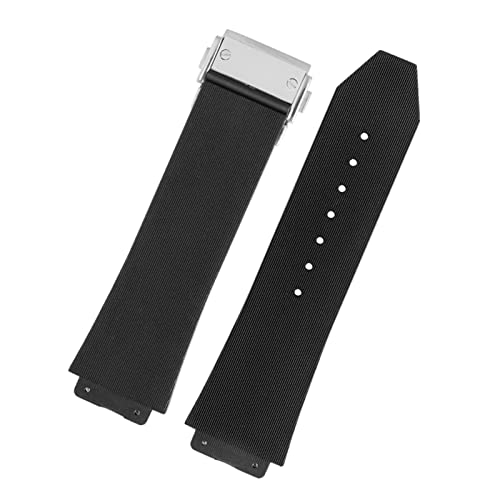 KFAA Uhrband für Hublot Big Bang. Silikon 25 * 19mm wasserdichte Männer Watch Strap Kette Uhr Zubehör Gummi Uhr Armbandkette (Color : Striped blacksilver, Size : 25-19mm) von KFAA