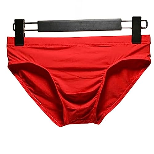 KFBSHEEF 3 Stück New Herren Ice Silk Slip ea Spur von ultradünnen seidig atmungsaktiv durchscheinend niedrige Taille Slips Bequeme kühle Unterwäsche männlich-Red_XL von KFBSHEEF